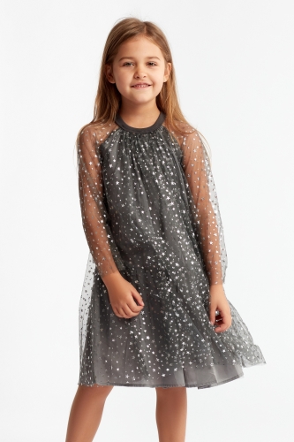 Vestido menina Alisa prata