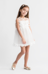 vestidos de menina, vestido Estelle, vestido branco, vestido para ocasiões especiais, vestido de algodão e tule, vestido com aplicações de flores 3D