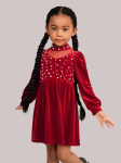 Vestido de menina, Vestido Daisy, elegância infantil, vestido de veludo, vestido vermelho, moda para meninas