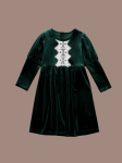 Vestido de menina, Vestido Maya, elegância infantil, vestido de veludo, vestido verde, moda para meninas