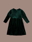 Vestido de menina, Vestido Maya, elegância infantil, vestido de veludo, vestido verde, moda para meninas