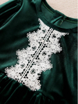 Vestido de menina, Vestido Maya, elegância infantil, vestido de veludo, vestido verde, moda para meninas
