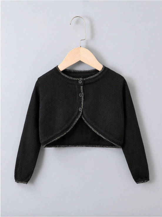 Bolero Infantil Magnolia, Moda Infantil, Acessórios Elegantes para Meninas, Bolero Preto para Meninas