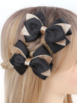 ganchos de cabelo, acessórios elegantes, laços pretos, estilo infantil, acessórios de cabelo para meninas, moda infantil, glitter dourado, acessórios de festa, presente para meninas