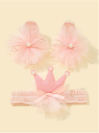 conjunto princesa, meias com coroa, faixa de tule, acessórios infantis elegantes, presente para bebê, estilo infantil, moda bebê, roupa de princesa, conforto infantil, acessórios de alta qualidade para bebês
