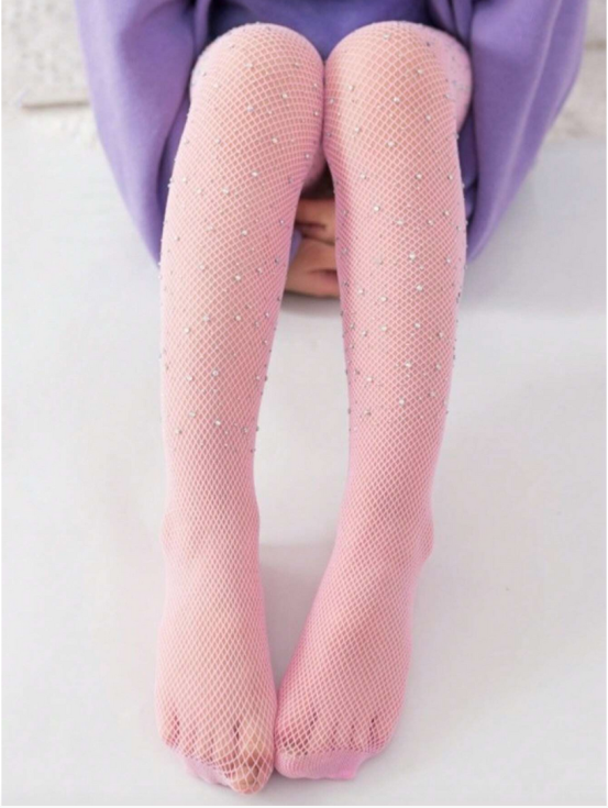 collants com strass, moda infantil, collants para meninas, collants elegantes, collants para ocasiões especiais, collants de festa, collants de teatro para crianças, collants duráveis para crianças, collants rosa pastel, collants de qualidade para meninas