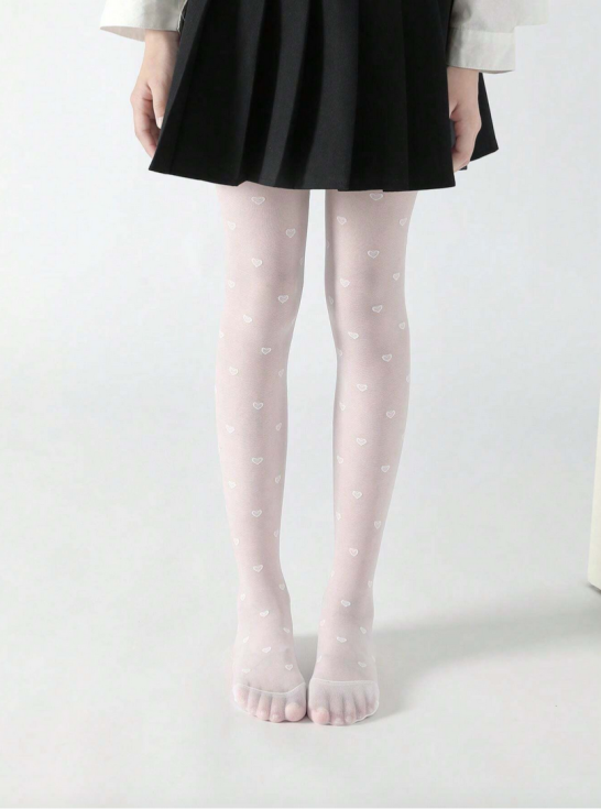collants para menina, collants brancos, elegância infantil, primeira comunhão, moda para meninas, collants com corações, collants de alta qualidade, conforto infantil