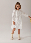Vestido Suri infantil, vestido creme menina, vestido com pétalas, moda festa infantil, vestido elegante criança, vestido cerimônia menina, vestido confortável menina, vestido para ocasiões especiais, vestido mangas bufantes, vestido 3-8 anos