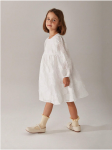 Vestido Suri infantil, vestido creme menina, vestido com pétalas, moda festa infantil, vestido elegante criança, vestido cerimônia menina, vestido confortável menina, vestido para ocasiões especiais, vestido mangas bufantes, vestido 3-8 anos