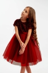 Vestido Elisa infantil, vestido bordô menina, moda cerimonial infantil, vestido com lantejoulas, vestido tule criança, vestido elegante menina, vestido festa infantil, vestido 1-8 anos, vestido princesa menina, vestido cerimônia infantil
