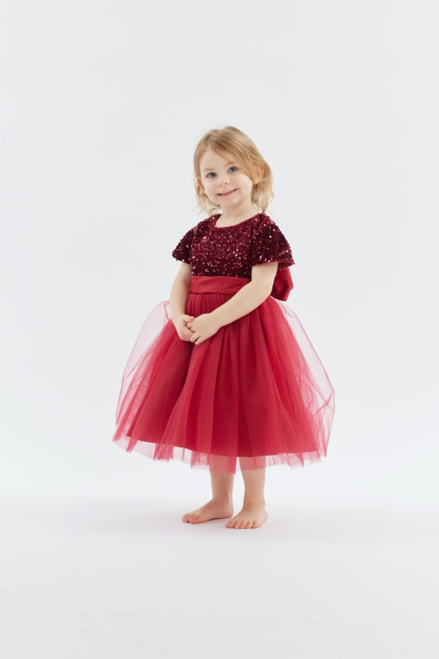 Vestido Elisa infantil, vestido bordô menina, moda cerimonial infantil, vestido com lantejoulas, vestido tule criança, vestido elegante menina, vestido festa infantil, vestido 1-8 anos, vestido princesa menina, vestido cerimônia infantil