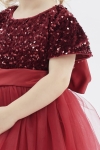 Vestido Elisa infantil, vestido bordô menina, moda cerimonial infantil, vestido com lantejoulas, vestido tule criança, vestido elegante menina, vestido festa infantil, vestido 1-8 anos, vestido princesa menina, vestido cerimônia infantil