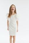 Vestido Rania infantil, vestido cerimônia menina, moda infantil elegante, vestido creme criança, vestido festivo menina, vestido de alta qualidade, vestido confortável menina, vestido para ocasiões especiais, vestido princesa menina, vestido 8-14 anos