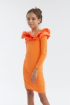 Vestido juvenil Mirelle, vestido elegante para meninas, vestido festa laranja, moda jovem, vestido cerimônia, vestido elegante criança, moda festiva juvenil, vestido ajustado menina, vestido confortável jovem, vestido para meninas 9-15 anos