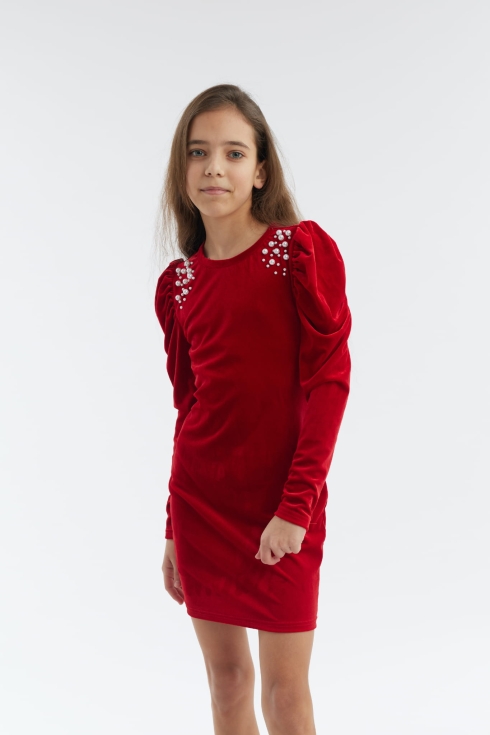 Vestido de menina, Vestido Molly, elegância infantil, vestido de veludo, vestido vermelho, moda para meninas.