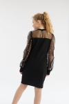 vestido infantil preto, vestido elegante para meninas, vestido de pérolas, vestido com mangas transparentes, vestido para ocasiões especiais, vestido de festa infantil, vestido de cerimónia para menina