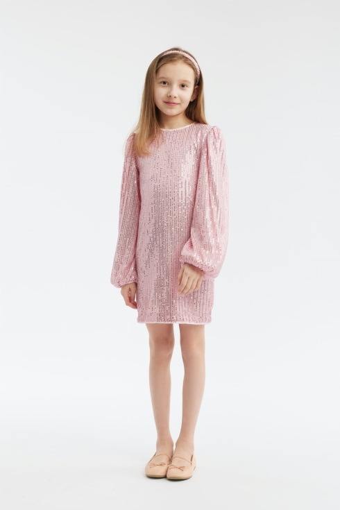 vestido infantil, vestido rosa, vestido de festa, moda infantil elegante, vestido com lantejoulas, roupa de criança, vestido para meninas, vestido Gabriela