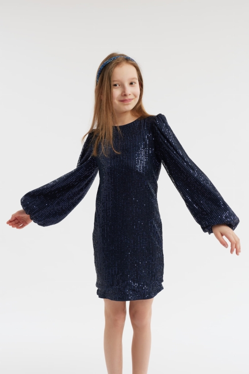 vestido de cerimônia infantil, vestido azul-marinho, moda infantil de luxo, vestido elegante para meninas, vestido com lantejoulas, vestido infantil para festas