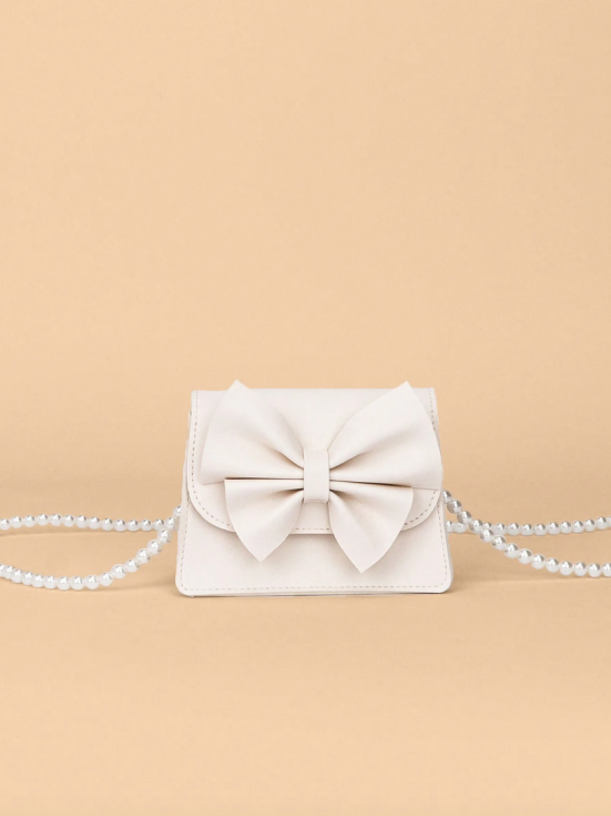 bolsa para menina, bolsa elegante, bolsa com laço, bolsa branca para criança, acessórios infantis, bolsa de festa para menina, moda infantil Portugal