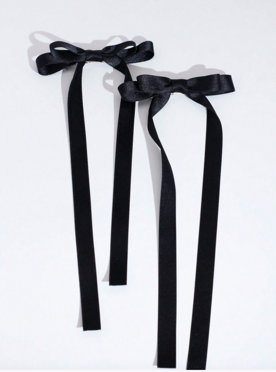 laços de cabelo para meninas, laços pretos elegantes, acessórios de cabelo infantis, laços de cetim, acessórios de cabelo para ocasiões especiais, ganchos de cabelo para meninas