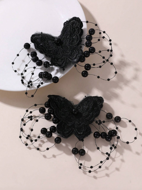 ganchos de cabelo, ganchos para meninas, ganchos com pérolas, ganchos de borboleta, acessórios de cabelo, acessórios elegantes, moda infantil, eventos especiais