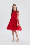 vestido infantil elegante, vestido vermelho para meninas, vestido para ocasiões especiais, vestido para casamentos, vestido para festas, vestido infantil confortável, moda infantil Portugal