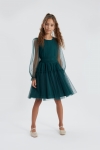 vestido menina elegante, vestido verde menina, roupa festas meninas, vestido tule menina, vestido clássico infantil, vestido cerimónia criança, vestido natal menina, roupa confortável menina