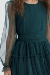 vestido menina elegante, vestido verde menina, roupa festas meninas, vestido tule menina, vestido clássico infantil, vestido cerimónia criança, vestido natal menina, roupa confortável menina