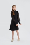 vestido infantil preto, vestido elegante para meninas, vestido de cerimónia infantil, moda infantil Portugal, vestido para eventos formais, vestido confortável para meninas, roupa de alta qualidade UE