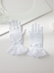 luvas de comunhão menina, luvas elegantes para menina, luvas brancas cerimónia, acessórios comunhão menina, luvas para ocasiões especiais, luvas de renda e cetim, luvas para festas infantis.