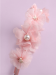 faixa de cabelo rosa, acessório para meninas, faixa com flores e pérolas, faixa para comunhão, faixa para casamento infantil, faixa elegante para meninas, acessórios de cabelo Portugal, acessórios para ocasiões especiais, faixa infantil delicada