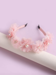faixa de cabelo rosa, acessório para meninas, faixa com flores e pérolas, faixa para comunhão, faixa para casamento infantil, faixa elegante para meninas, acessórios de cabelo Portugal, acessórios para ocasiões especiais, faixa infantil delicada