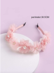 faixa de cabelo rosa, acessório para meninas, faixa com flores e pérolas, faixa para comunhão, faixa para casamento infantil, faixa elegante para meninas, acessórios de cabelo Portugal, acessórios para ocasiões especiais, faixa infantil delicada