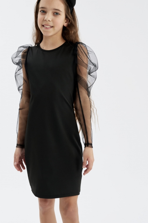 vestido cerimonial menina, vestido preto meninas, vestido cerimónias infantis, vestido elegante meninas, vestido com tule, roupa festas infantis