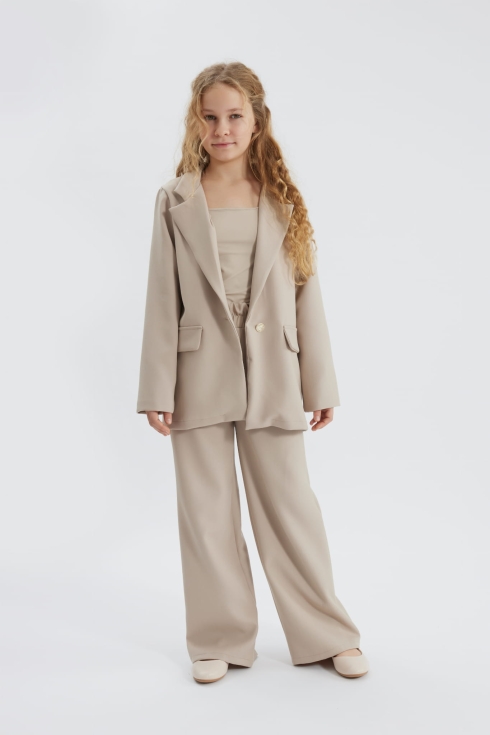 conjunto cerimonial meninas, roupa elegante crianças, conjunto bege menina, traje cerimónia infantil, roupa para eventos infantis, moda infantil Portugal