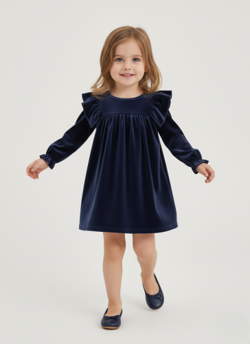 Vestido Veludo Idalia Noite Profunda para Menina