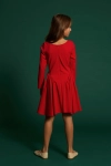 Vestido vermelho elegante Ofelia para menina visto de costas