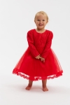 Vestido de menina Kayra vermelho em renda e tule vista frontal