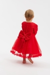 Vestido de menina Kayra vermelho com grande laço nas costas