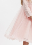 vestido cerimónia menina, vestido rosa tule, roupa festa infantil, vestido batizado, vestido menina renda, moda infantil portugal, vestido mangas compridas
