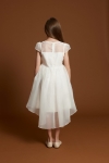 vestido cerimónia menina, vestido primeira comunhão, vestido branco creme, vestido assimétrico menina, roupa festa infantil, vestido casamento menina