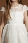 vestido cerimónia menina, vestido primeira comunhão, vestido branco creme, vestido assimétrico menina, roupa festa infantil, vestido casamento menina