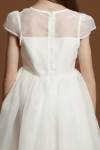 vestido cerimónia menina, vestido primeira comunhão, vestido branco creme, vestido assimétrico menina, roupa festa infantil, vestido casamento menina