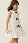 vestido cerimónia menina, vestido tweed infantil, vestido branco laços, moda infantil festa, vestido batizado menina, zoya fashion