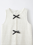 vestido cerimónia menina, vestido tweed infantil, vestido branco laços, moda infantil festa, vestido batizado menina, zoya fashion