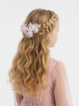 gancho de cabelo menina, acessório cabelo cerimónia, gancho flor rosa, acessórios batizado menina, gancho cabelo chiffon, moda infantil portugal