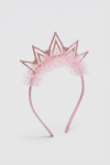 bandolete coroa menina, bandolete tule rosa, acessórios cabelo menina, coroa princesa infantil, bandolete cerimónia menina, zoya fashion