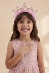 bandolete coroa menina, bandolete tule rosa, acessórios cabelo menina, coroa princesa infantil, bandolete cerimónia menina, zoya fashion