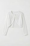 bolero cerimonial infantil, bolero para meninas, roupa de comunhão, bolero branco marfim, roupa para batizado, roupa cerimonial infantil, moda infantil elegante, bolero com detalhes em pérolas, bolero para eventos especiais