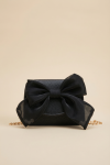 bolsa preta menina, bolsa elegante menina, bolsa com laço menina, bolsa com corrente dourada, acessórios para menina, presente para menina, bolsa infantil elegante, bolsa de festa menina, bolsa para ocasiões especiais, bolsa moda infantil